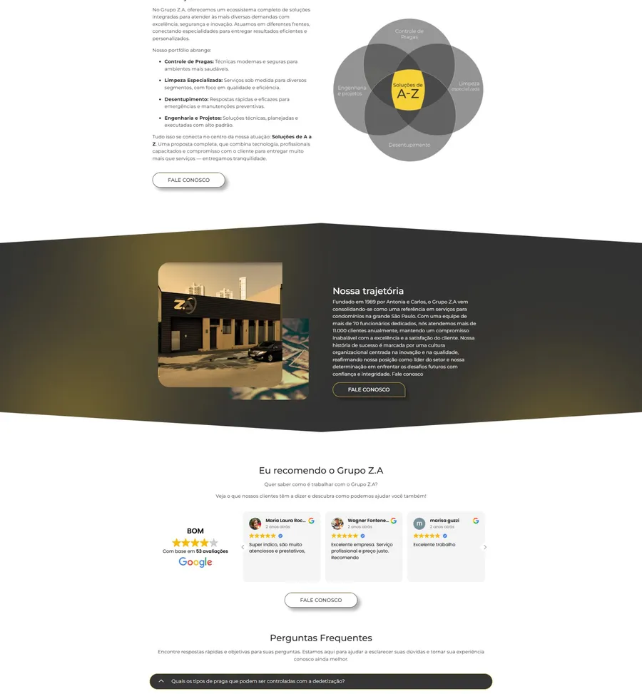 Trecho 3 do site Grupo ZA